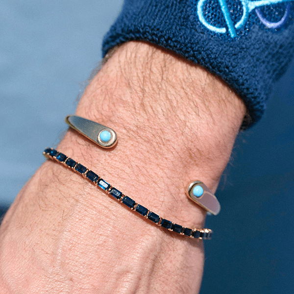 Luna Santa Fe Turquoise 18K Yellow Gold Cuff - BluScarpa