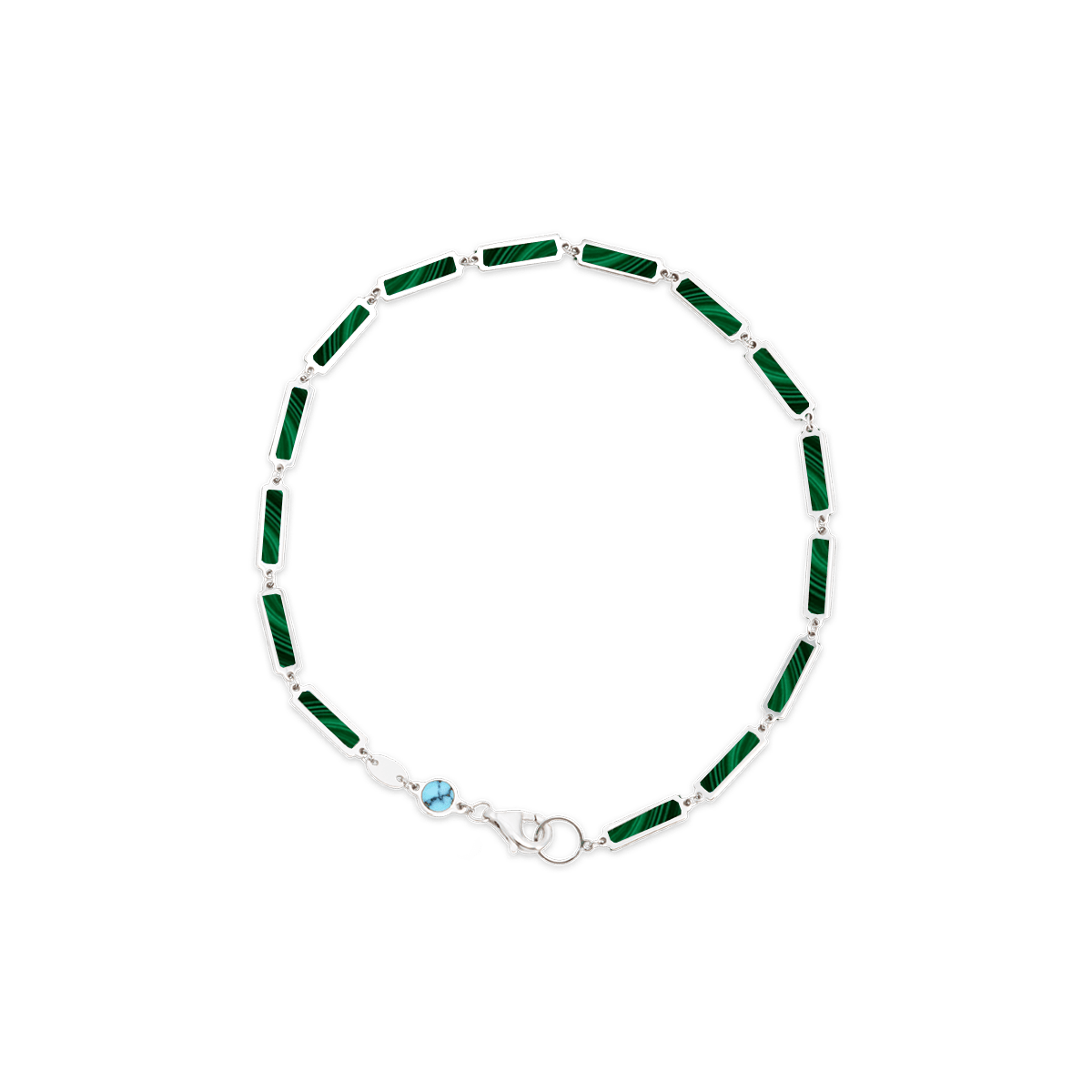 Malachite Bar Bracelet 14K White Gold - BluScarpa