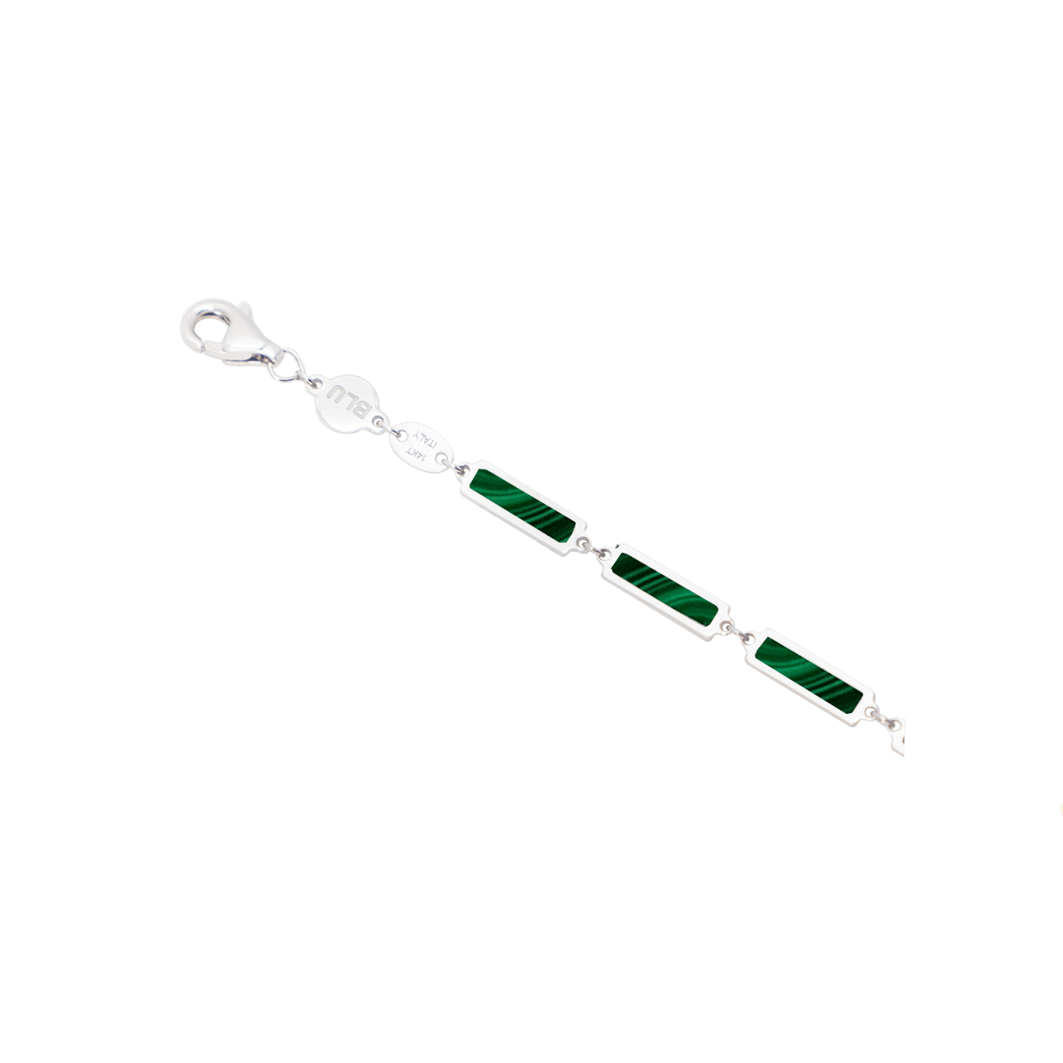 Malachite Bar Bracelet 14K White Gold - BluScarpa