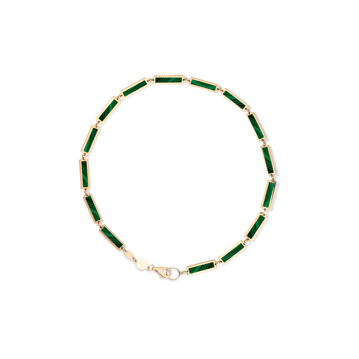 Malachite Bar Bracelet | 14K Yellow Gold - BluScarpa