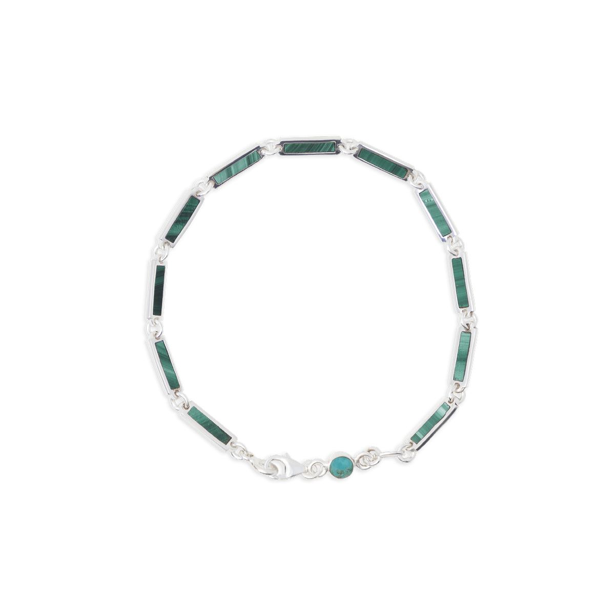 Malachite Bar Bracelet 925 Sterling Silver - BluScarpa