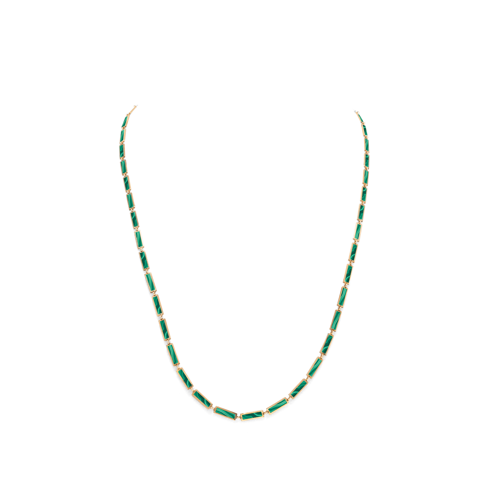 Malachite Bar Necklace 14K Yellow Gold - BluScarpa