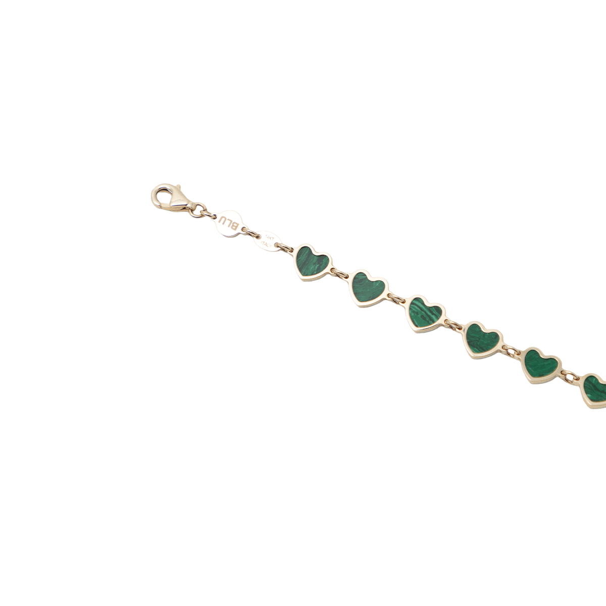 Malachite Heart Bracelet | 14K Yellow Gold - BluScarpa