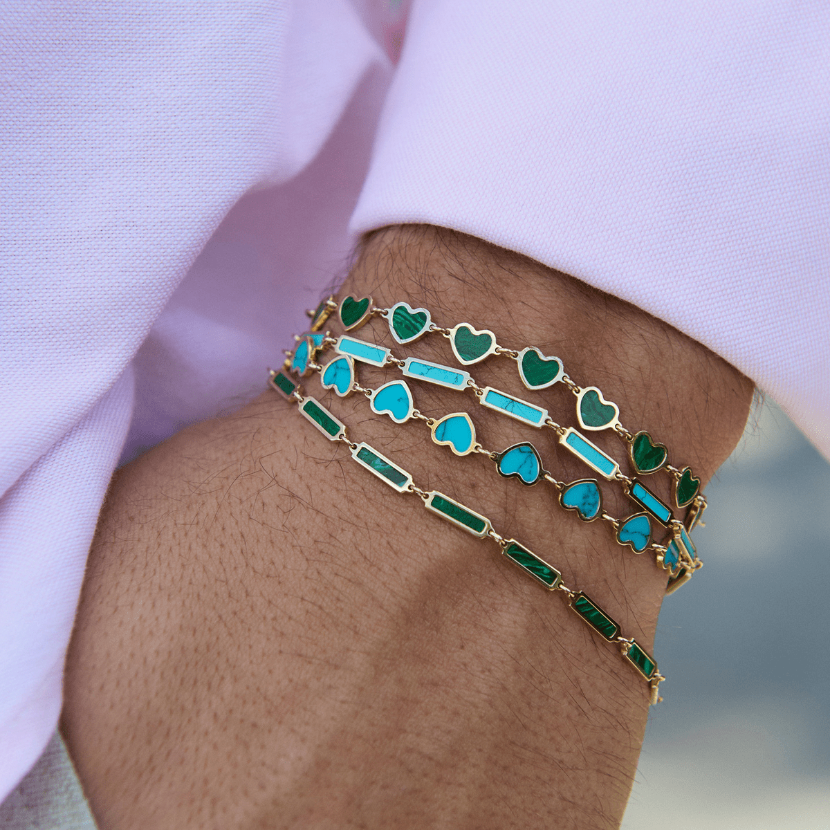 Malachite Heart Bracelet | 14K Yellow Gold - BluScarpa