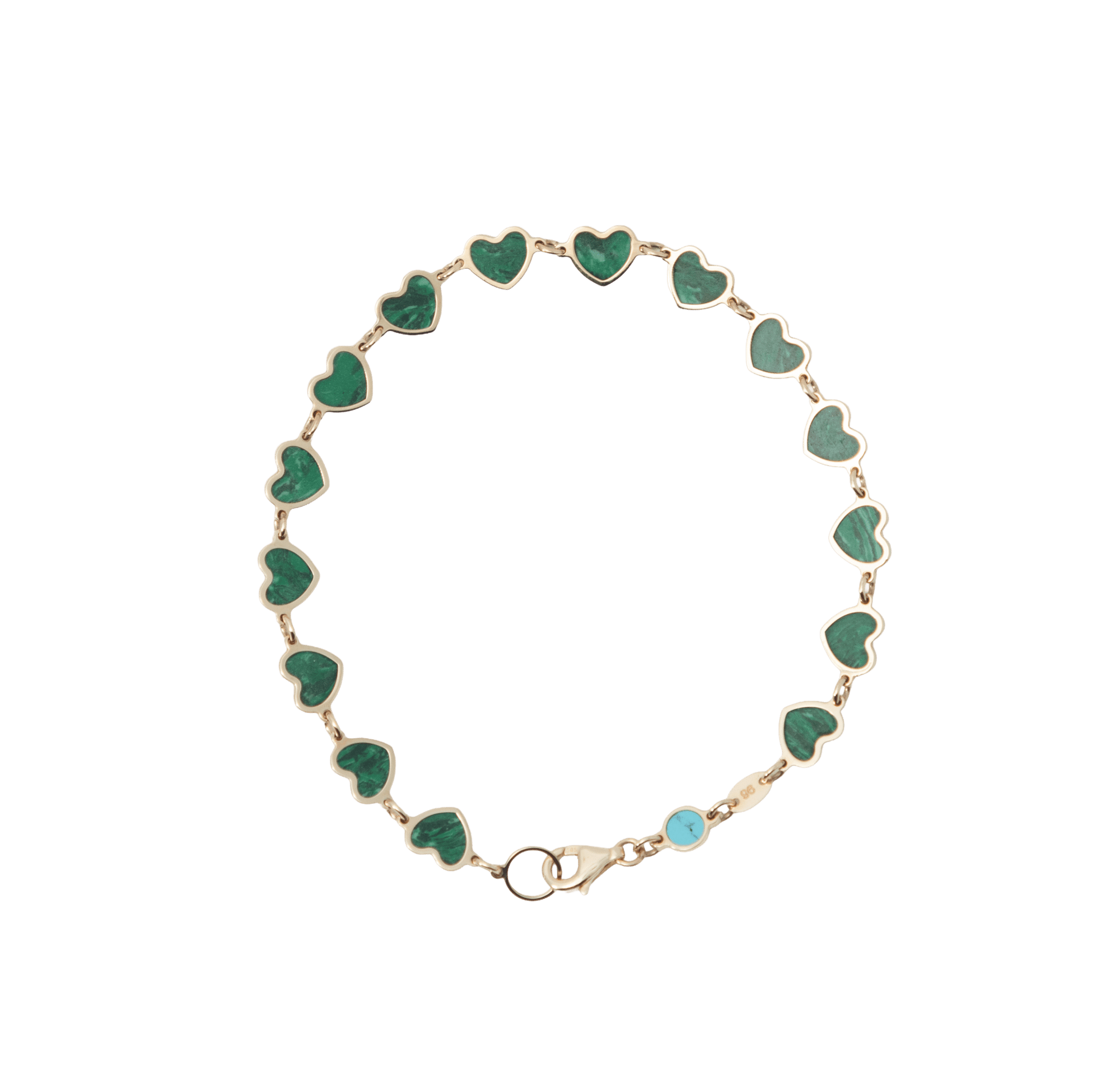 Malachite Heart Bracelet | 14K Yellow Gold - BluScarpa
