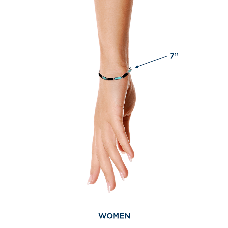 Onyx / Turquoise Bar Bracelet 925 Sterling Silver - BluScarpa