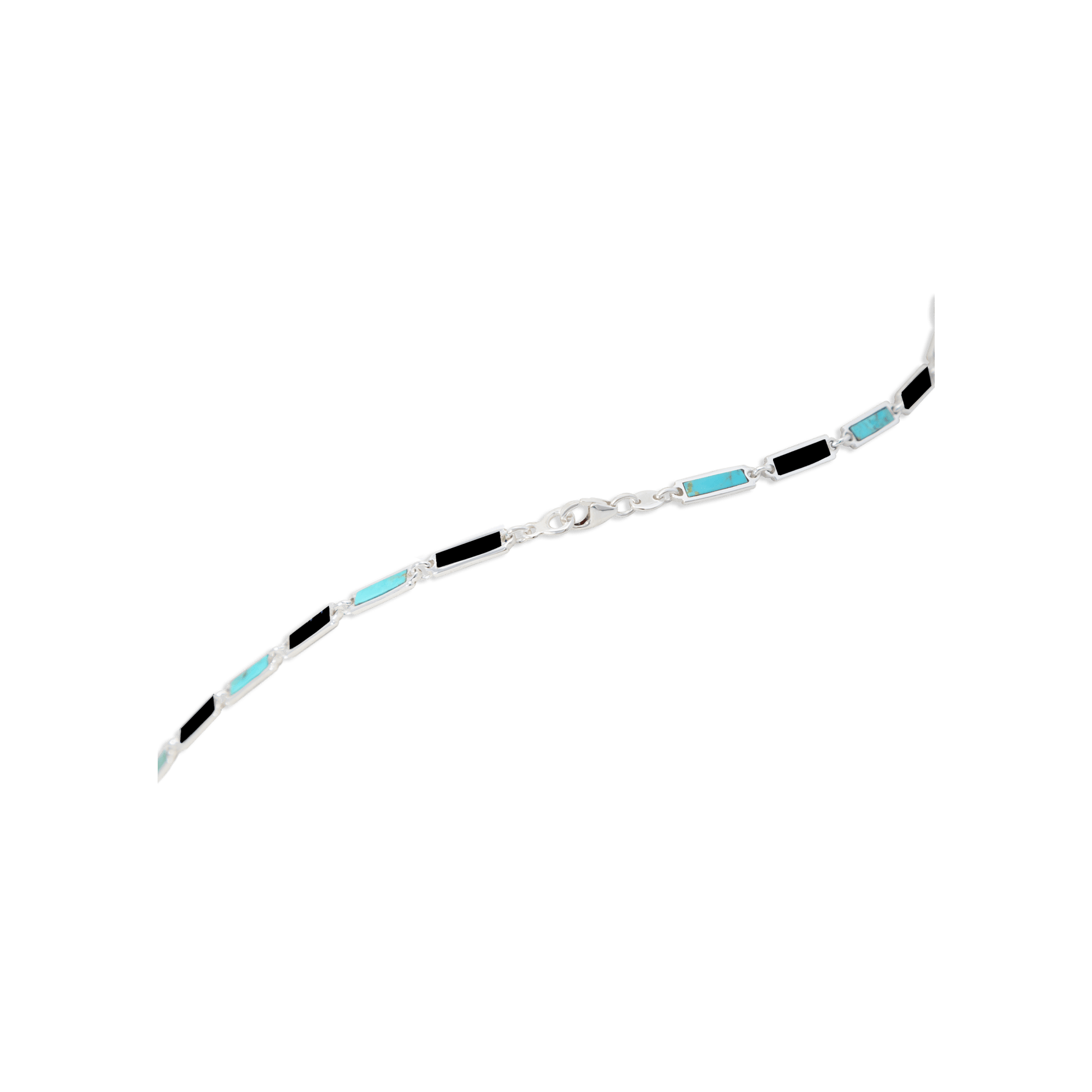 Onyx / Turquoise Bar Necklace Sterling Silver - BluScarpa