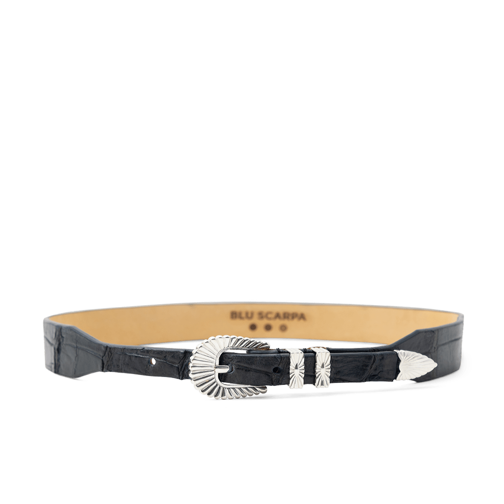 Santa Fe Ranger Alligator Belt - Silver 925 Buckle - BluScarpa