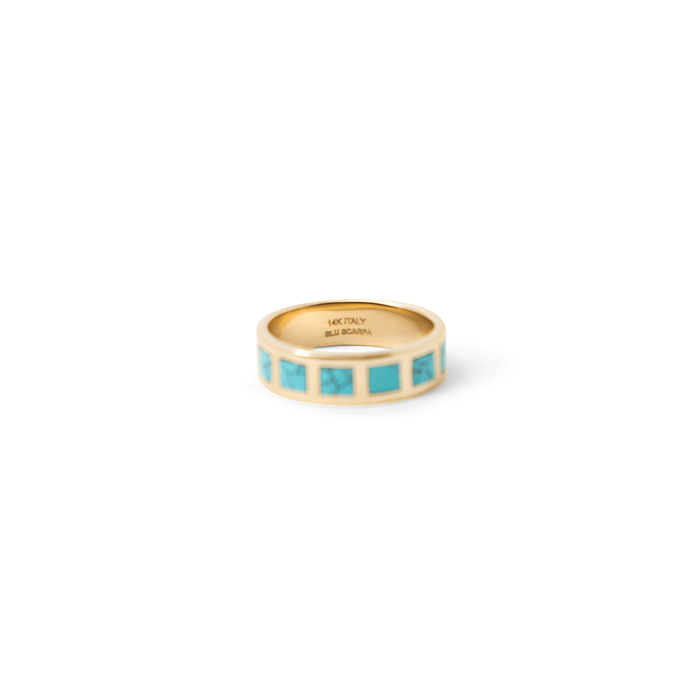 Santa Fe Ring - Turquoise 14K Yellow Gold - BluScarpa
