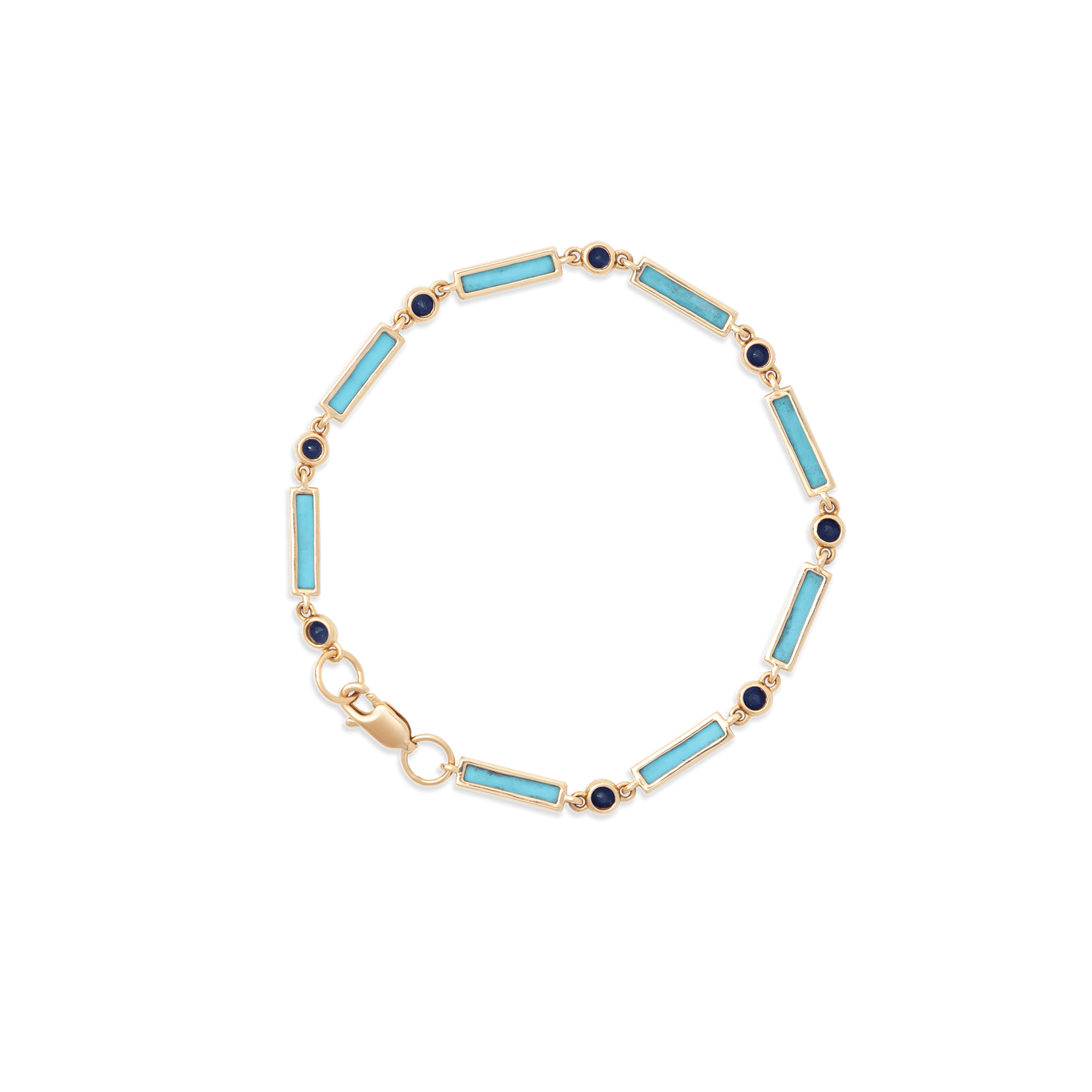 Sapphire x Turquoise Bar Bracelet 18K Yellow Gold - BluScarpa