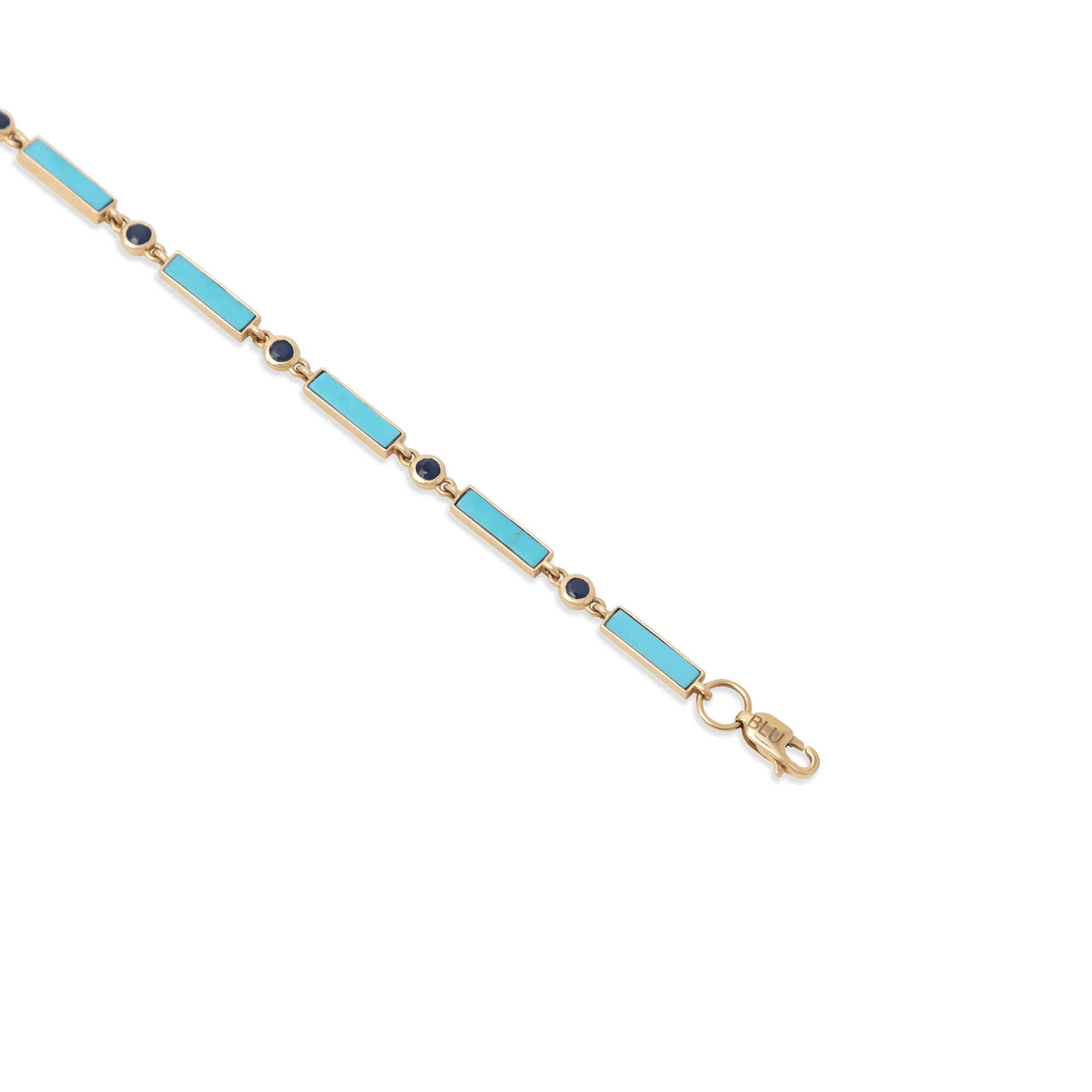 Sapphire x Turquoise Bar Bracelet 18K Yellow Gold - BluScarpa