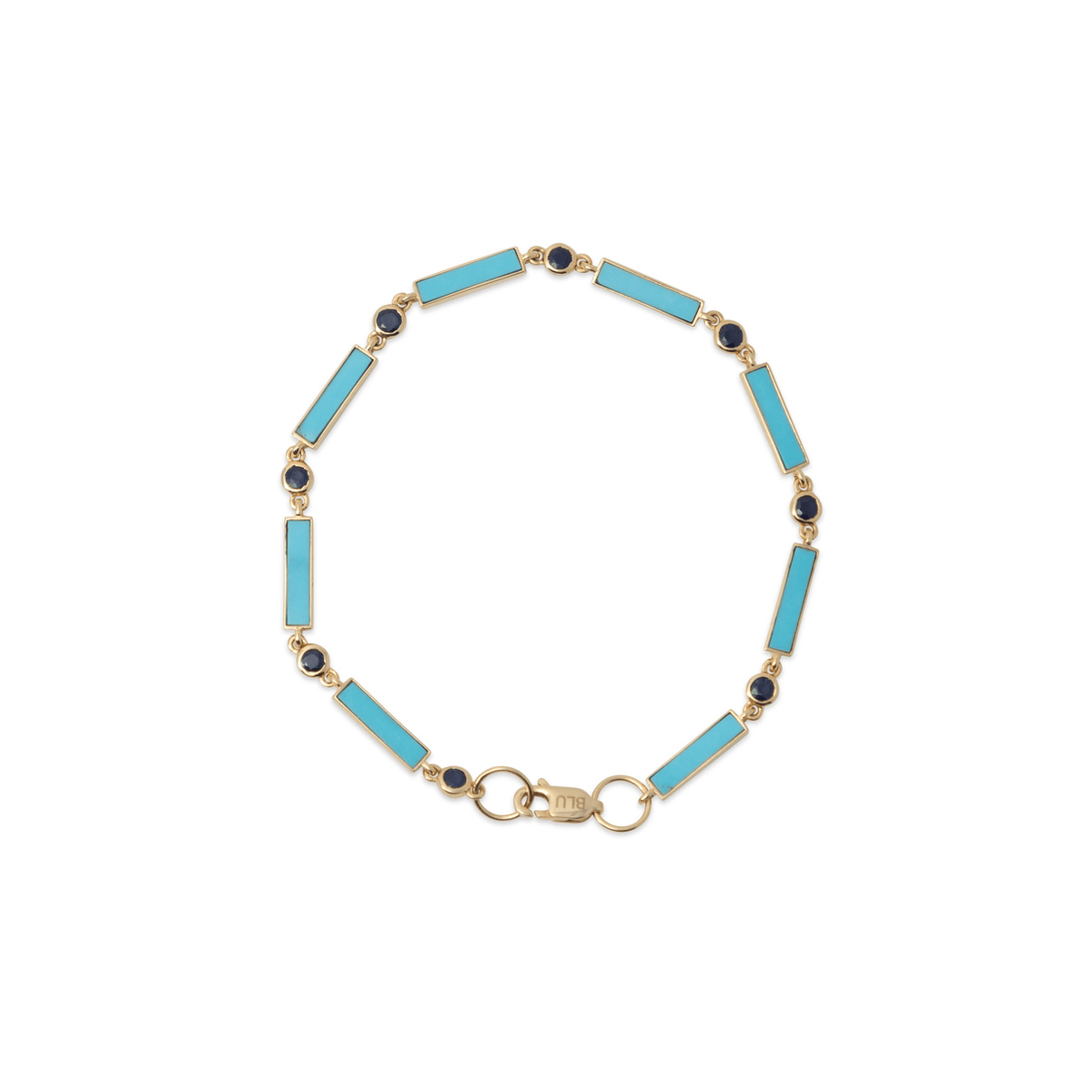 Sapphire x Turquoise Bar Bracelet 18K Yellow Gold - BluScarpa