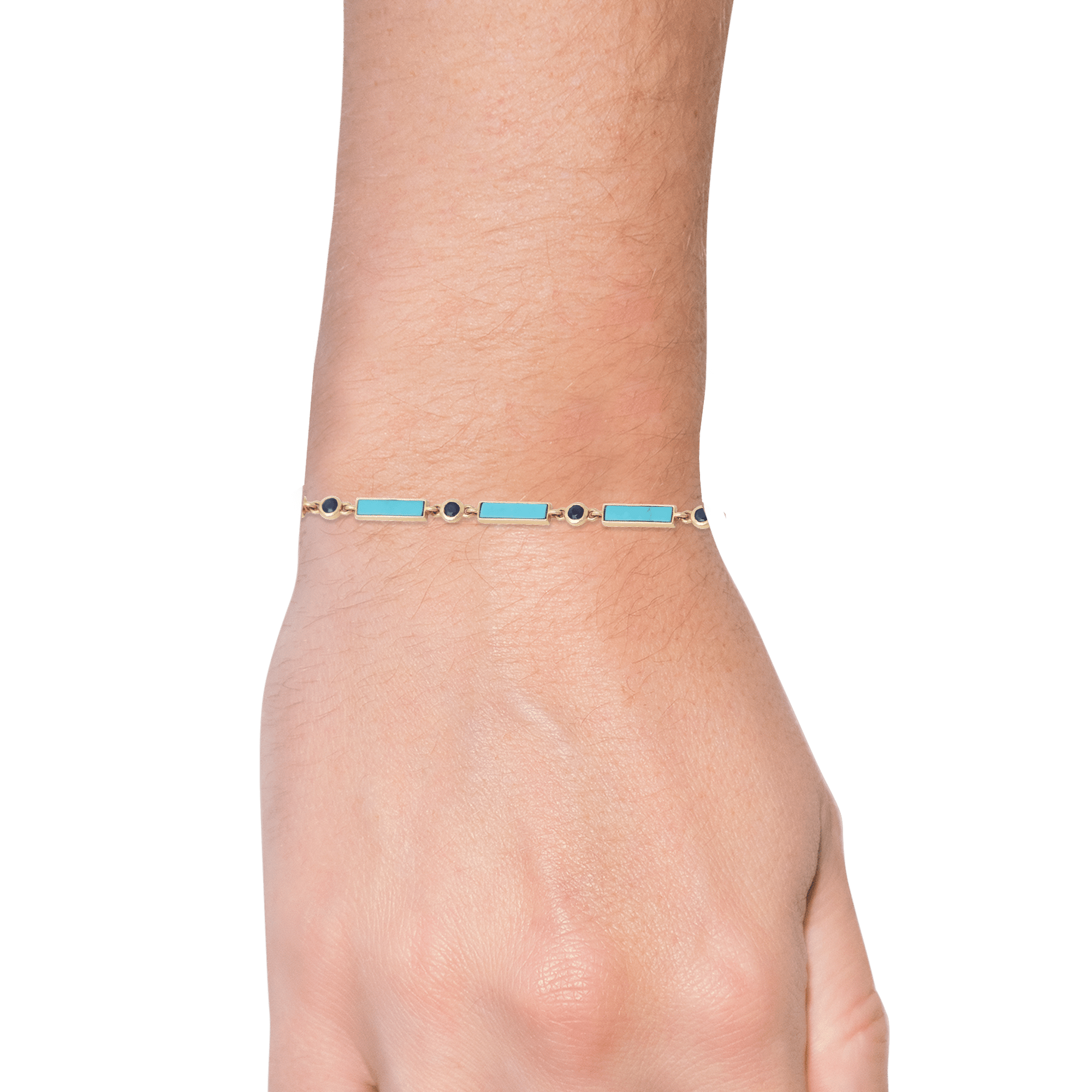Sapphire x Turquoise Bar Bracelet 18K Yellow Gold - BluScarpa