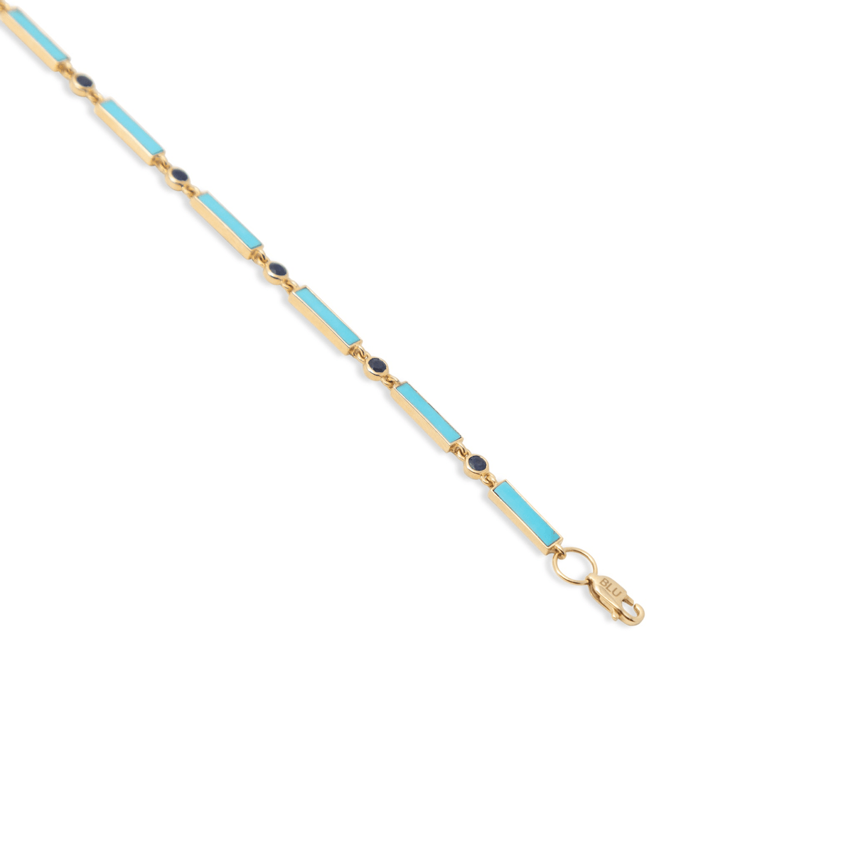 Sapphire x Turquoise Bar Bracelet 18K Yellow Gold - BluScarpa