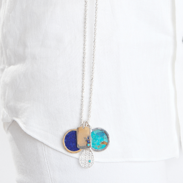 Signature Moneta Lapis Corda Necklace Sterling silver - BluScarpa