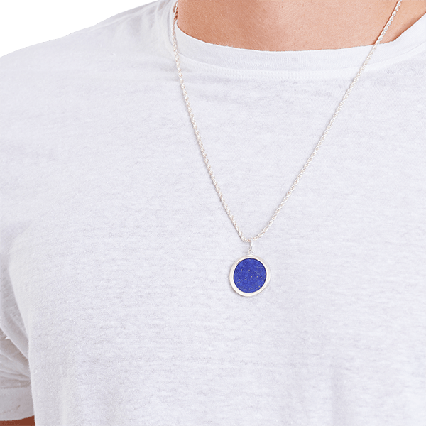 Signature Moneta Lapis Corda Necklace Sterling silver - BluScarpa