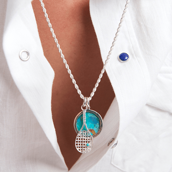 Signature Moneta Turchese Corda Necklace Sterling silver - BluScarpa