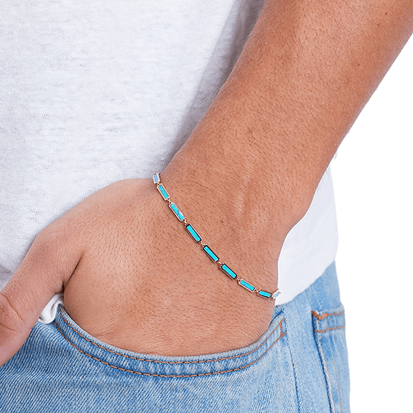Turquoise Bar Bracelet 14K Yellow Gold - BluScarpa