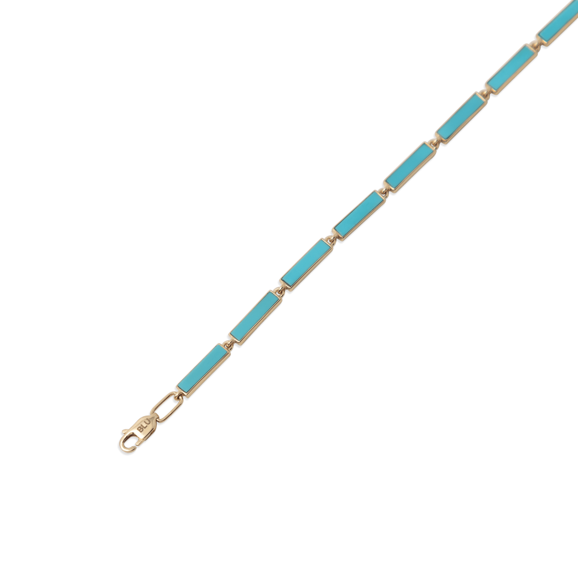 Turquoise Bar Bracelet 18K Yellow Gold XL - BluScarpa