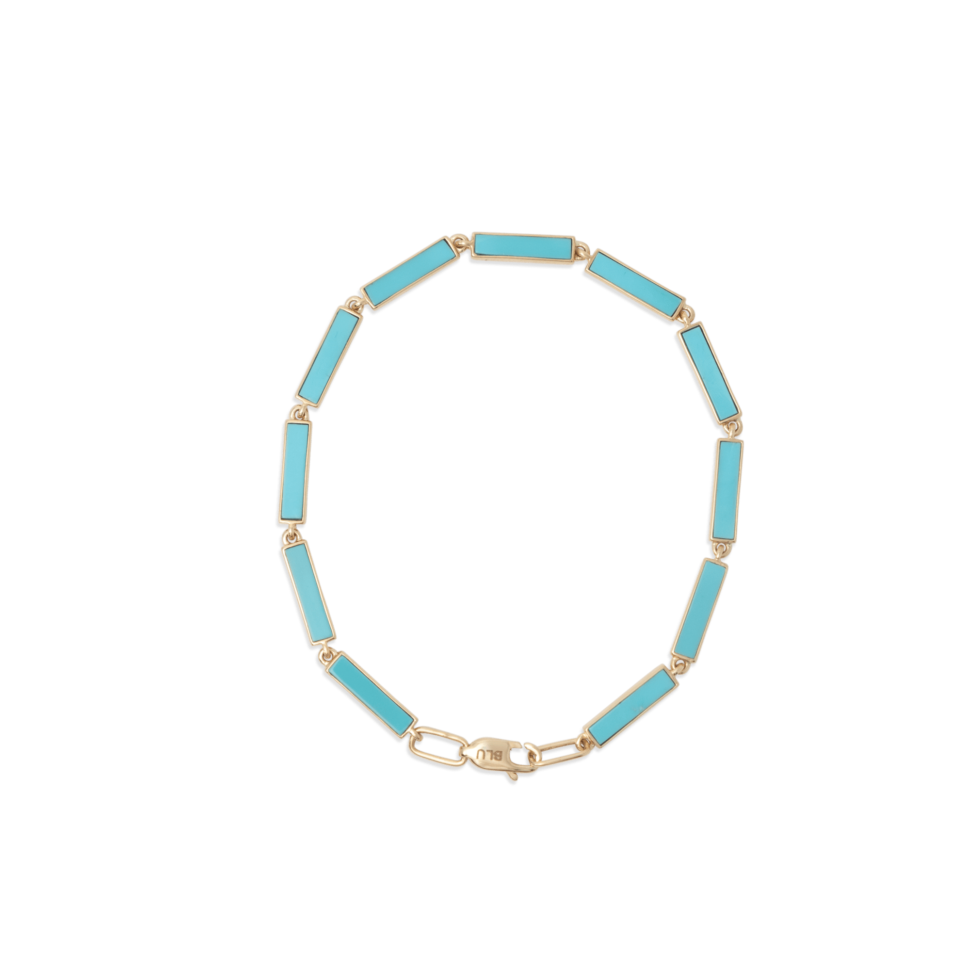 Turquoise Bar Bracelet 18K Yellow Gold XL - BluScarpa