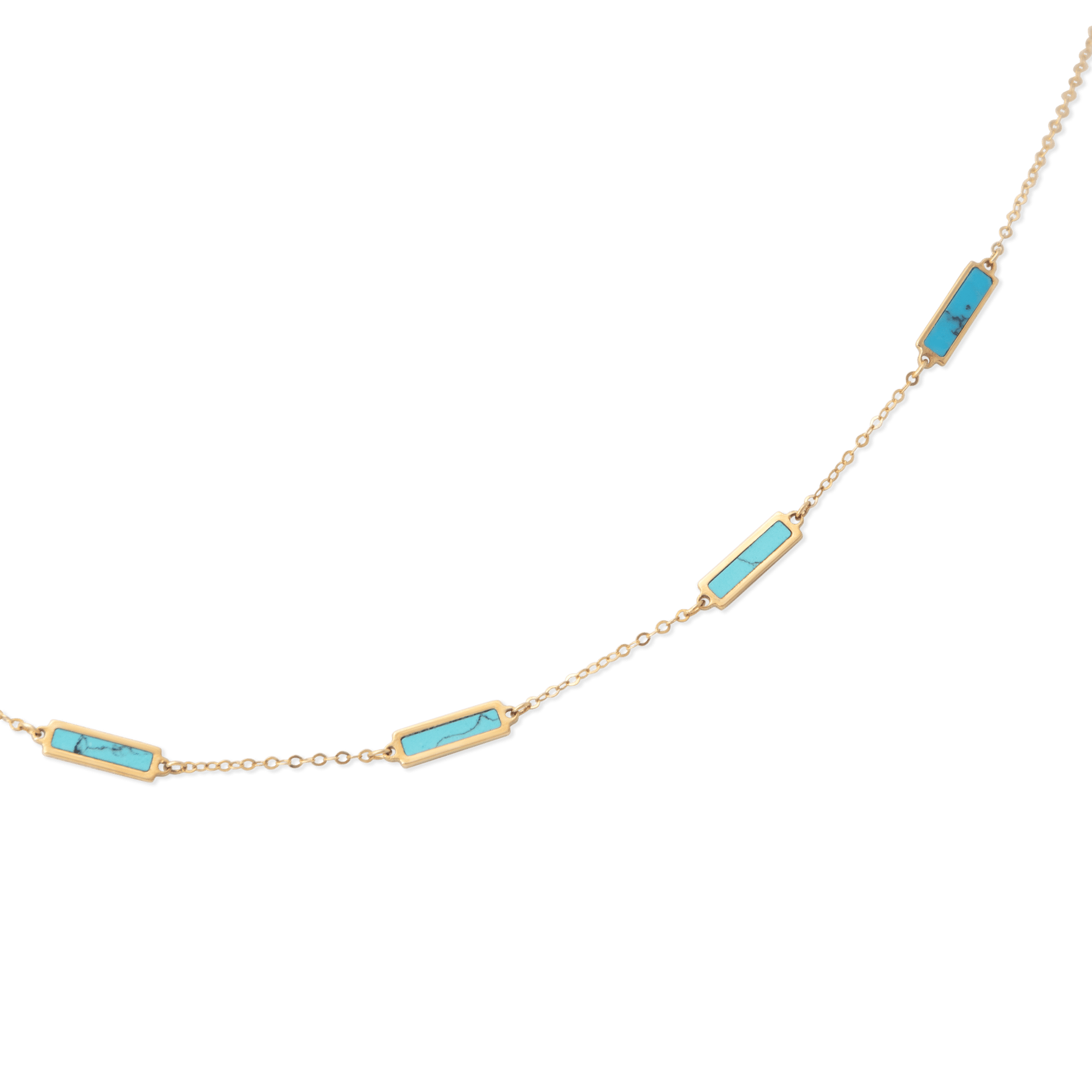 Turquoise Bar Choker Necklace 14K Yellow Gold - BluScarpa