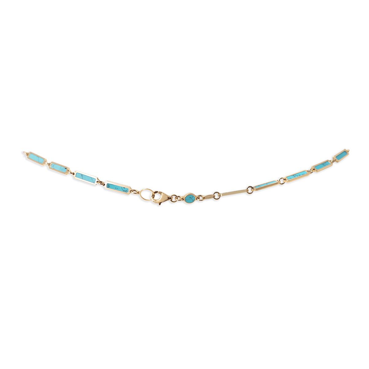 Turquoise Bar Necklace 14K Yellow Gold - BluScarpa
