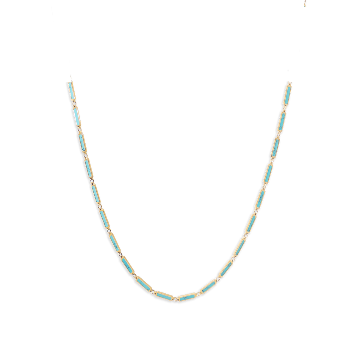 Turquoise Bar Necklace 14K Yellow Gold - BluScarpa