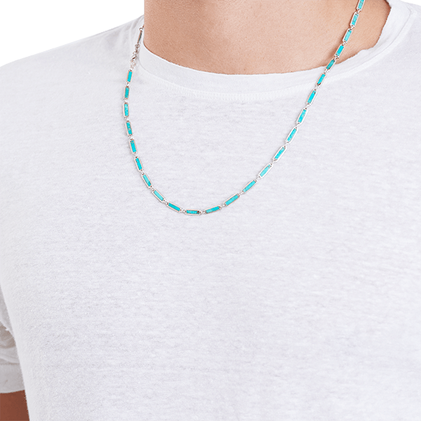 Turquoise Bar Necklace Sterling Silver - BluScarpa