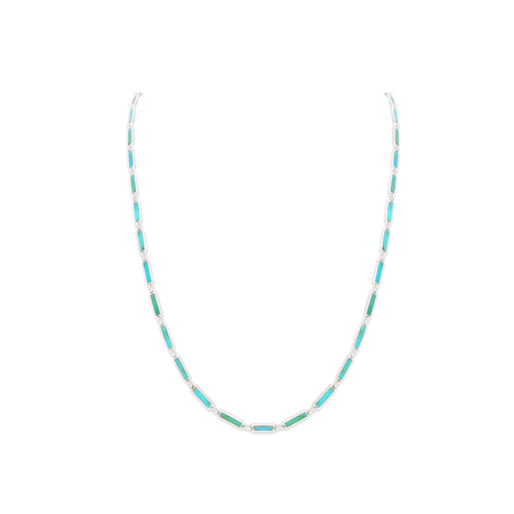 Turquoise Bar Necklace Sterling Silver - BluScarpa