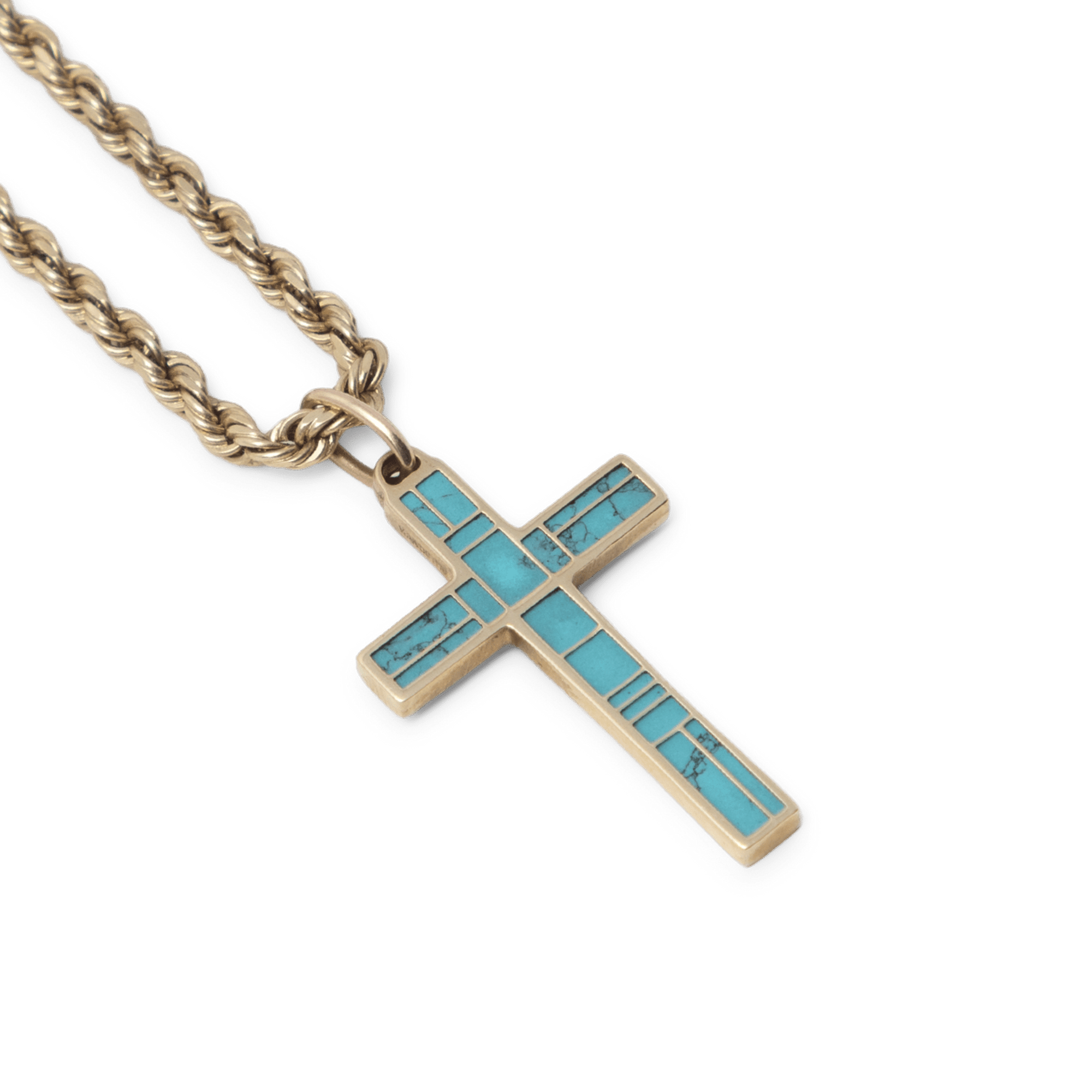 Turquoise Gem Set Cross Pendant - BluScarpa
