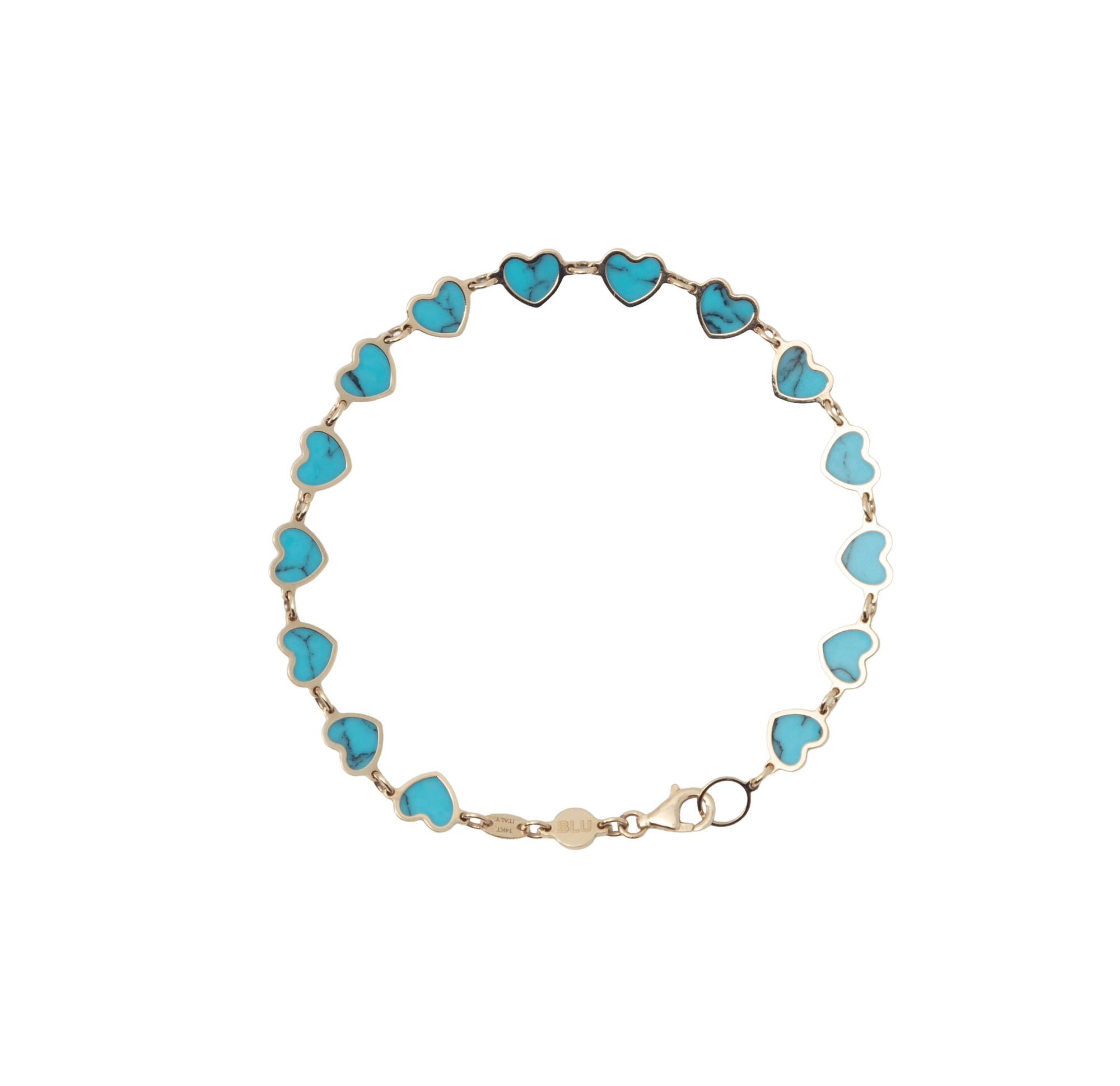 Turquoise Heart Bracelet | 14K Yellow Gold - BluScarpa