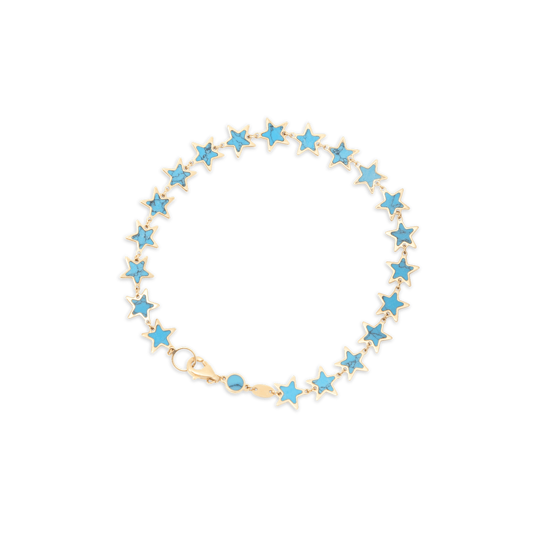 Turquoise Star Bracelet 14K Yellow Gold - BluScarpa