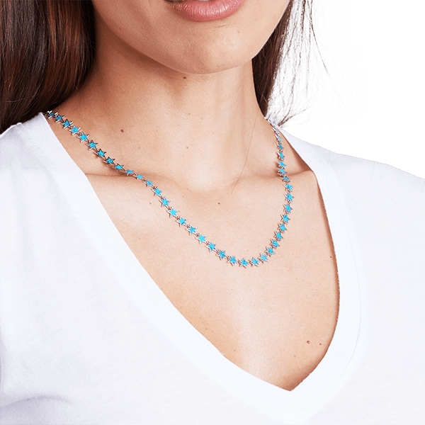Turquoise Star Necklace 14K White Gold - BluScarpa