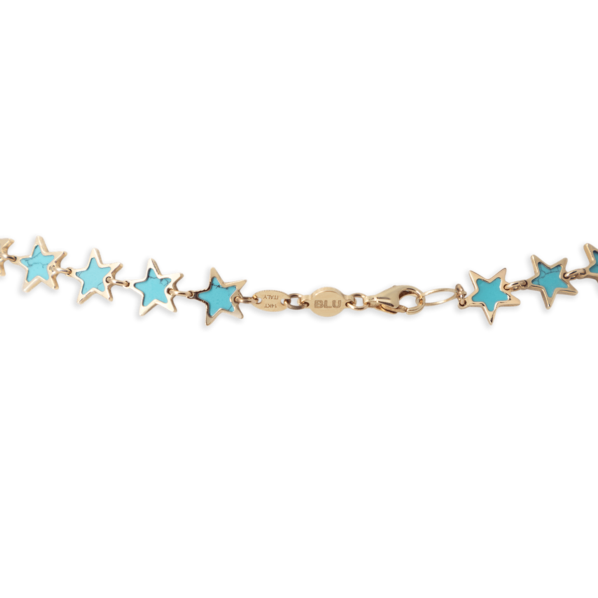 Turquoise Star Necklace 14K Yellow Gold - BluScarpa