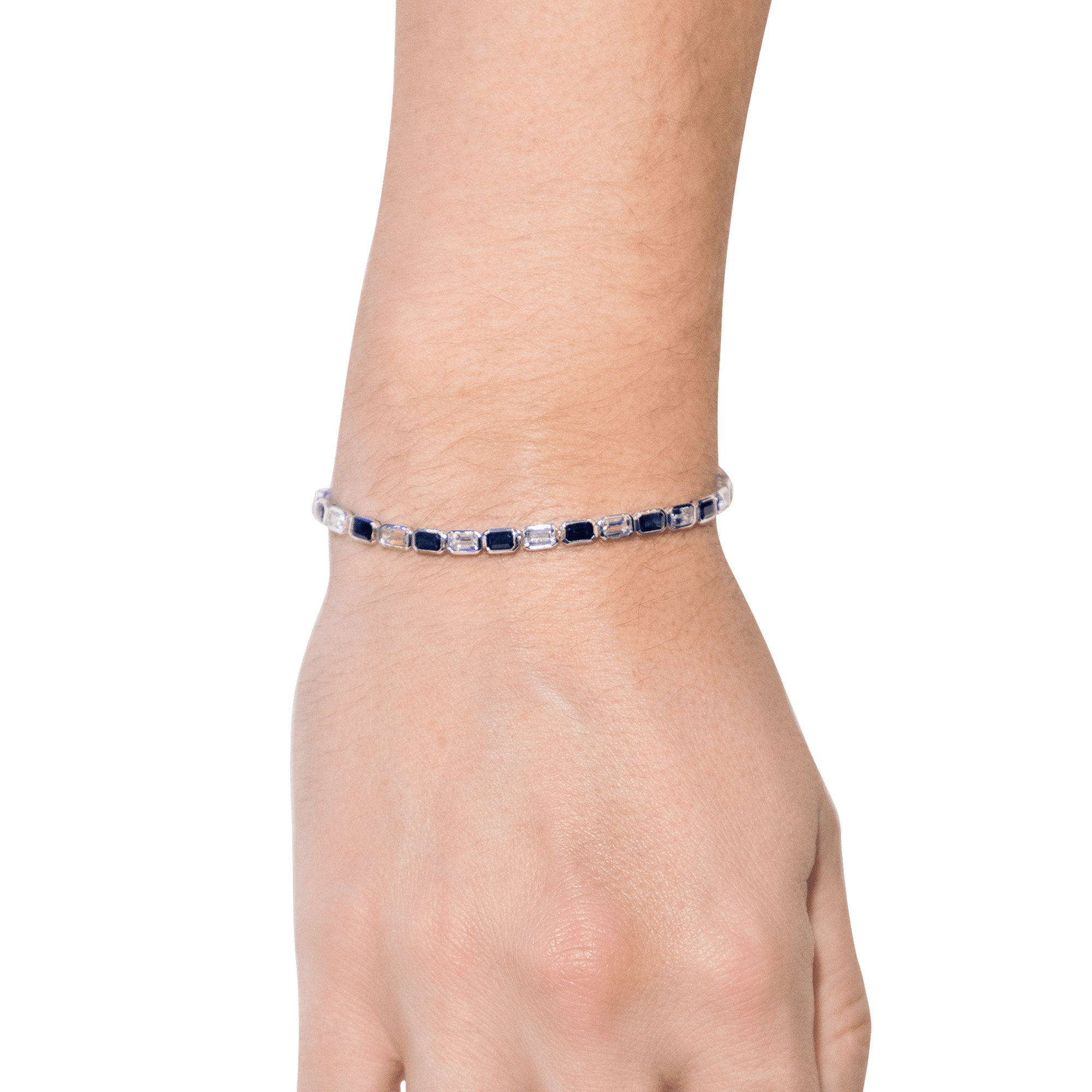 Two Tone Baguette Tennis Bracelet - 9 carats - BluScarpa