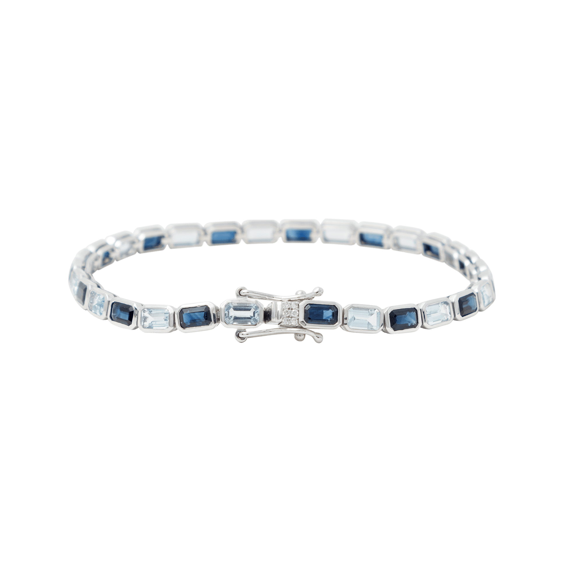 Two Tone Baguette Tennis Bracelet - 9 carats - BluScarpa