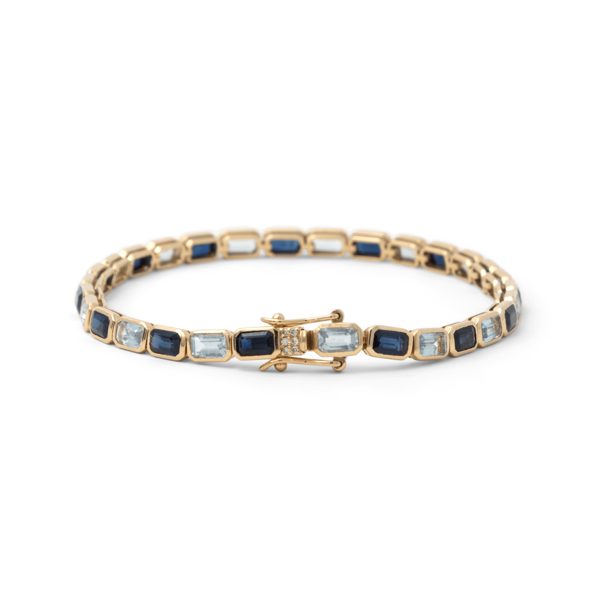Two Tone Baguette Tennis Bracelet - 9 carats - BluScarpa