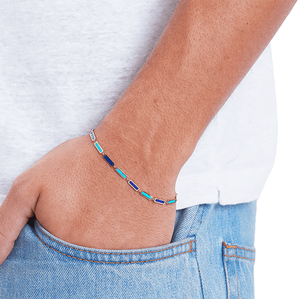 Two Tone Bar Bracelet 14K Yellow Gold - BluScarpa