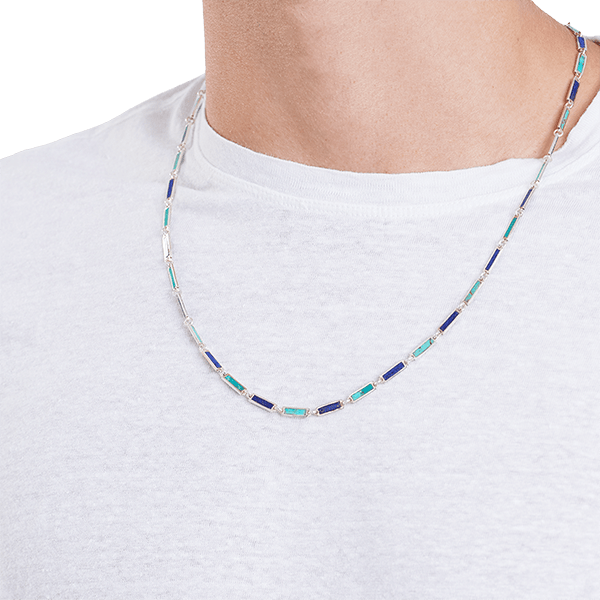 Two Tone Bar Necklace Sterling Silver - BluScarpa