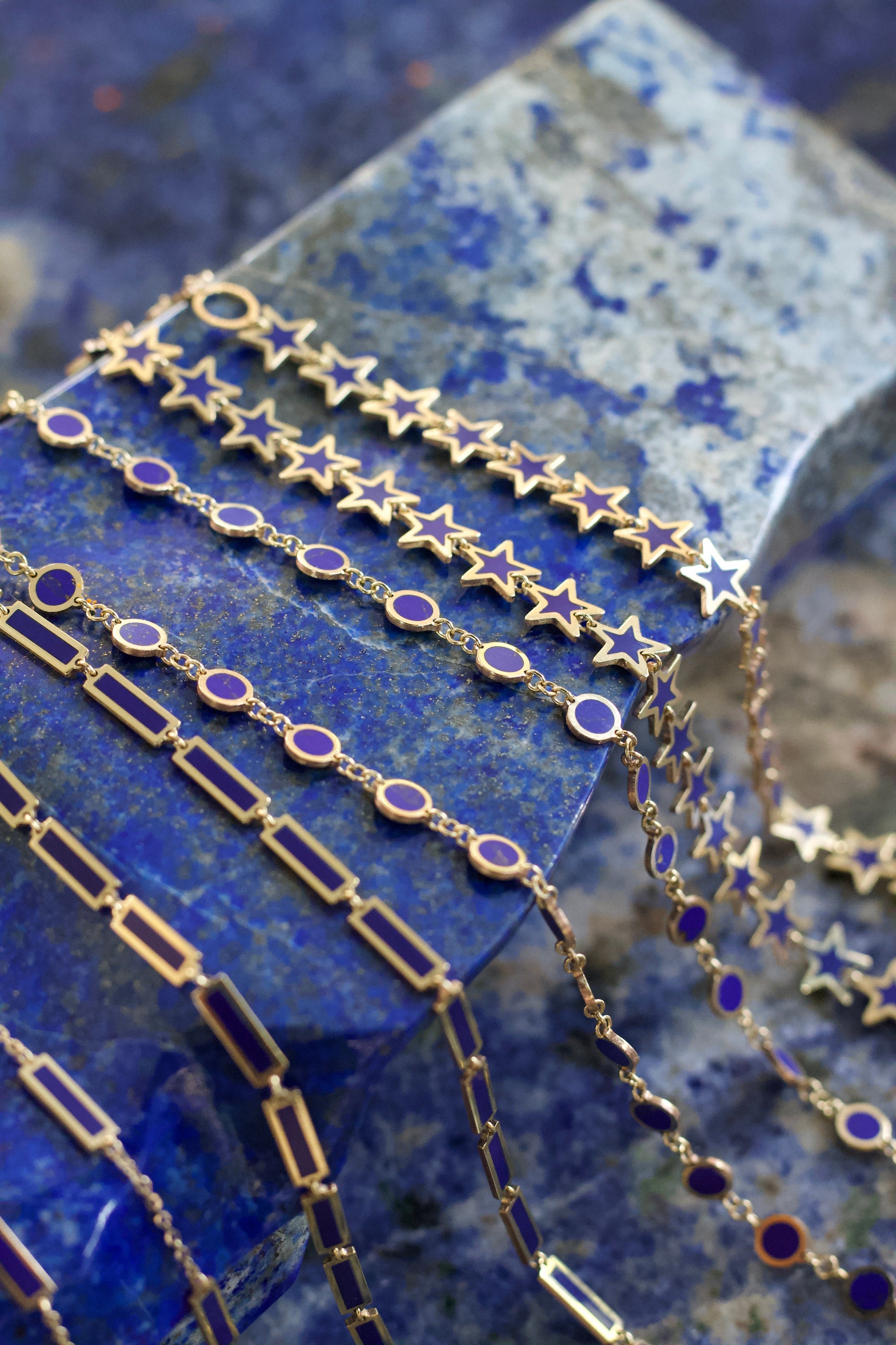 Lapis Bar Necklace 14K Yellow Gold